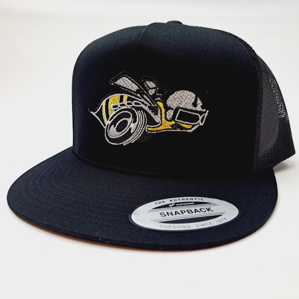 Dodge Super Bee Embroidered Flat Bill Trucker Mesh Snapback Cap Hat Black